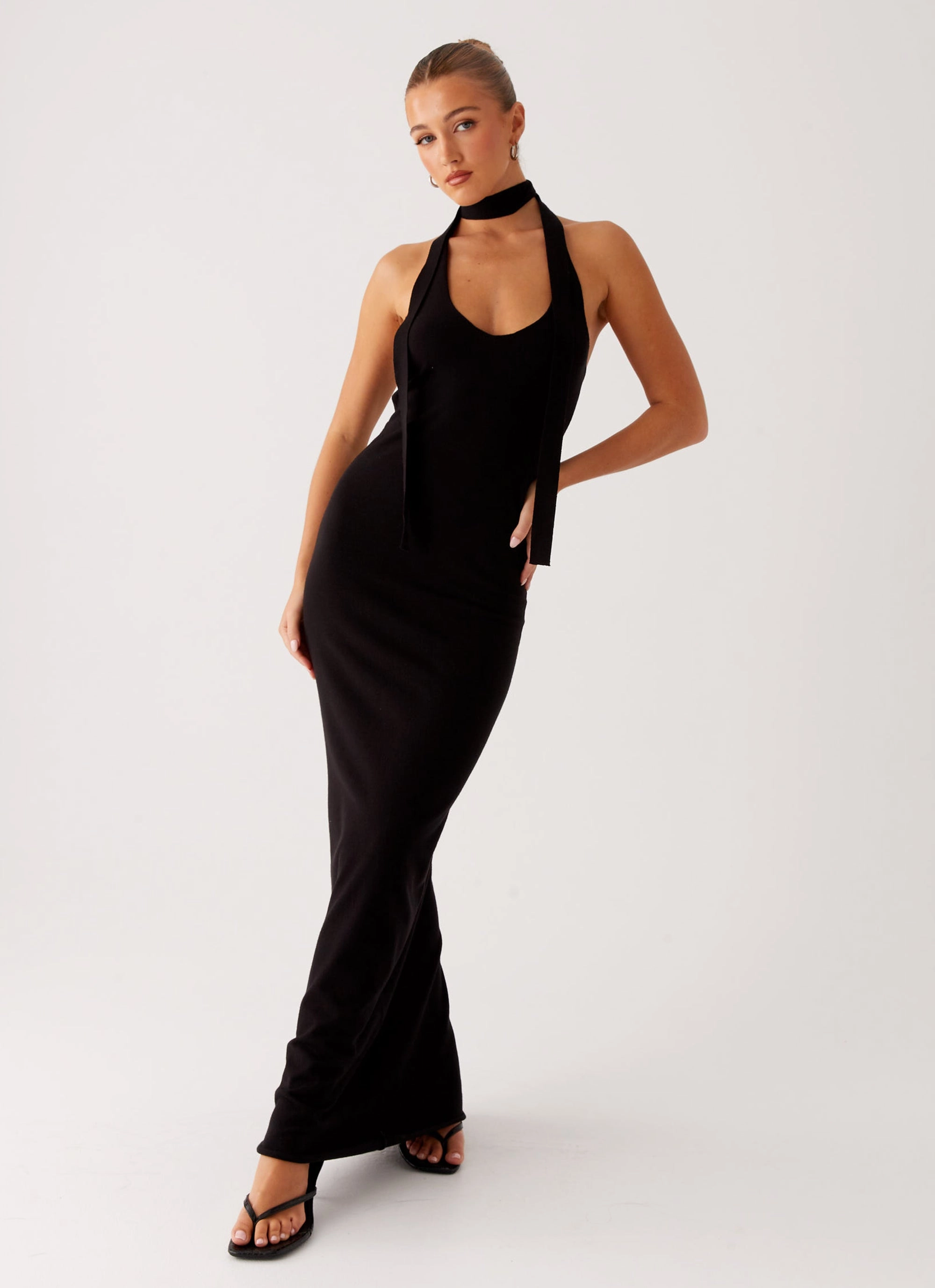 Bold Style LightweightMaterial Eddie Knit Maxi Dress - Black