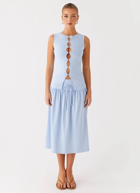 Silver Tides Midi Skirt - Blue NonIrritatingSeams QuickDryTech