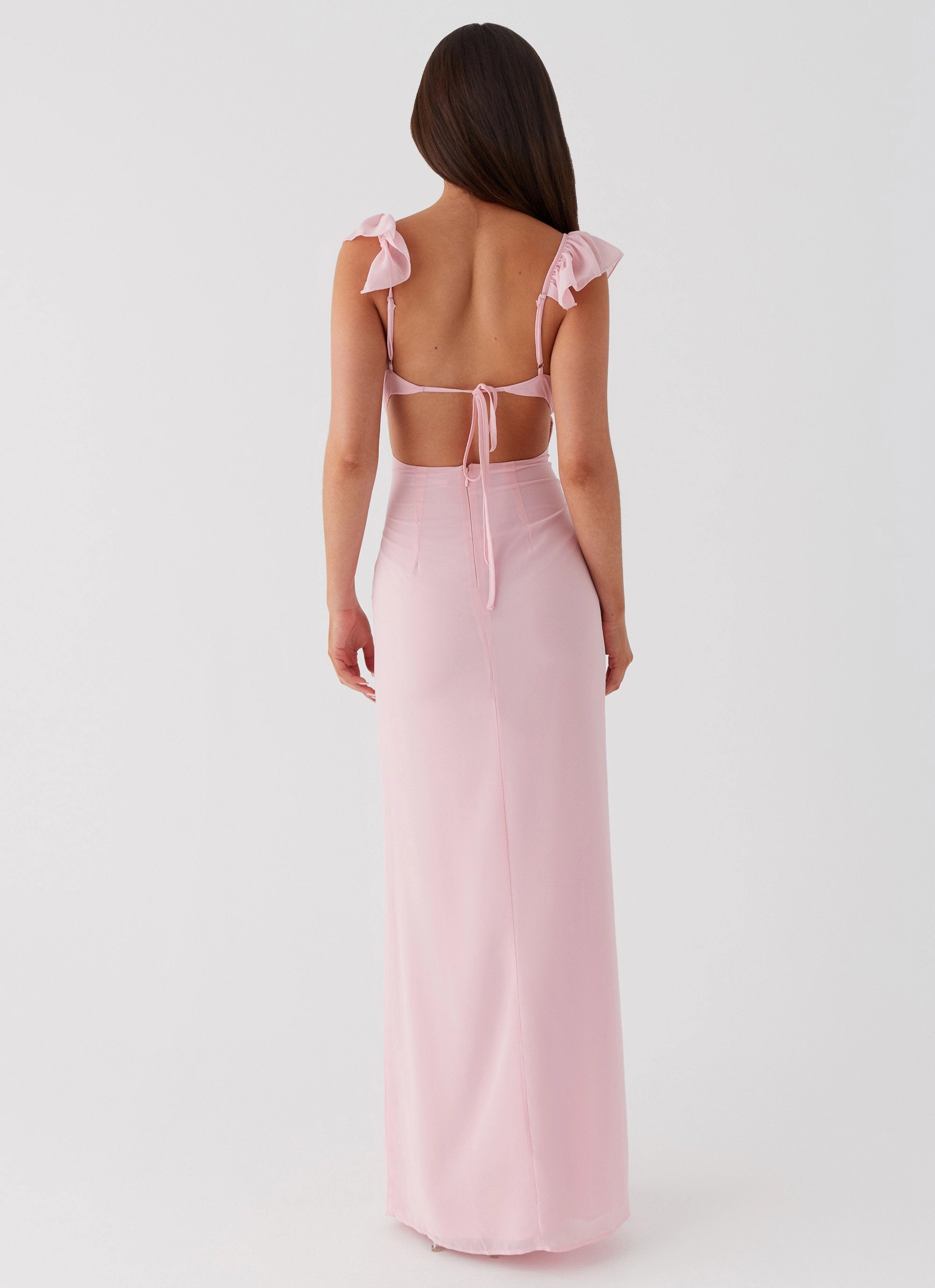 Hidden Zipper Gentle Stitch Silvie Maxi Dress - Pink