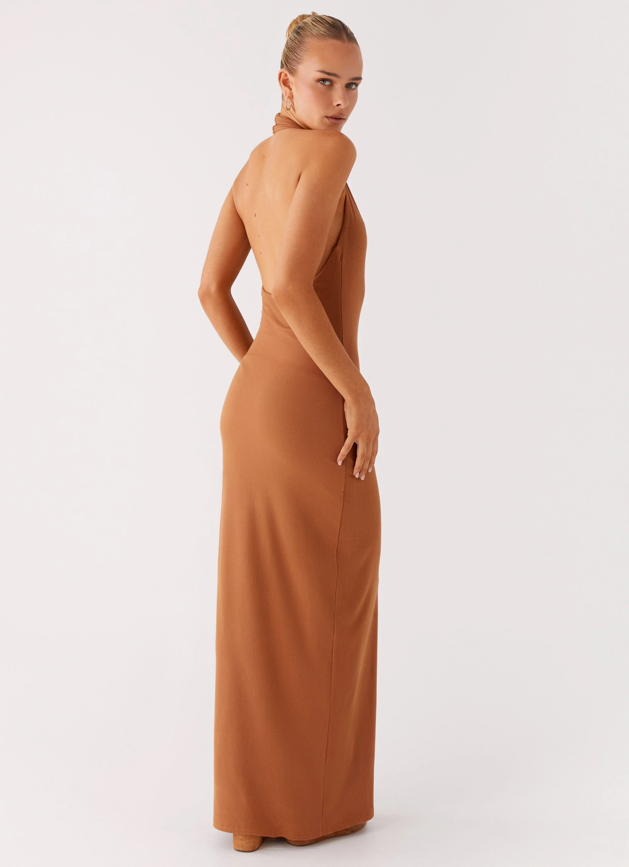 Plunge For You Maxi Dress - Tan Easy Layers Cool Undertone