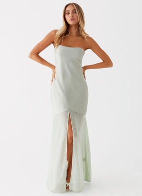 Brea Maxi Dress - Sage Silky Form Vibrant Waist Fit