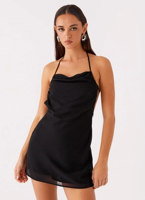 Ines Chiffon Mini Dress - Black Event Safe Guest Glam
