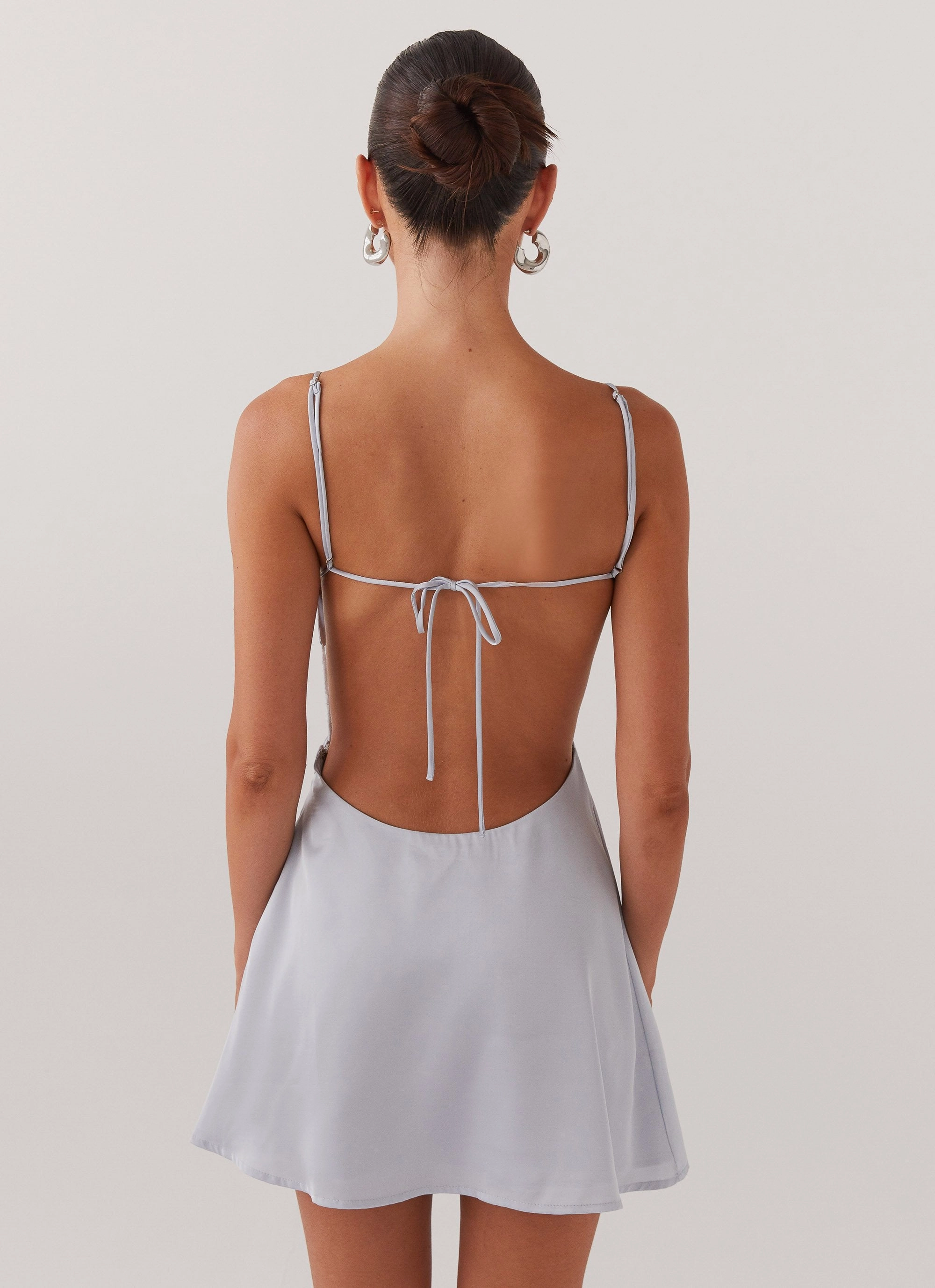 Luxurious Texture Ayla Satin Mini Dress - Arctic Blue