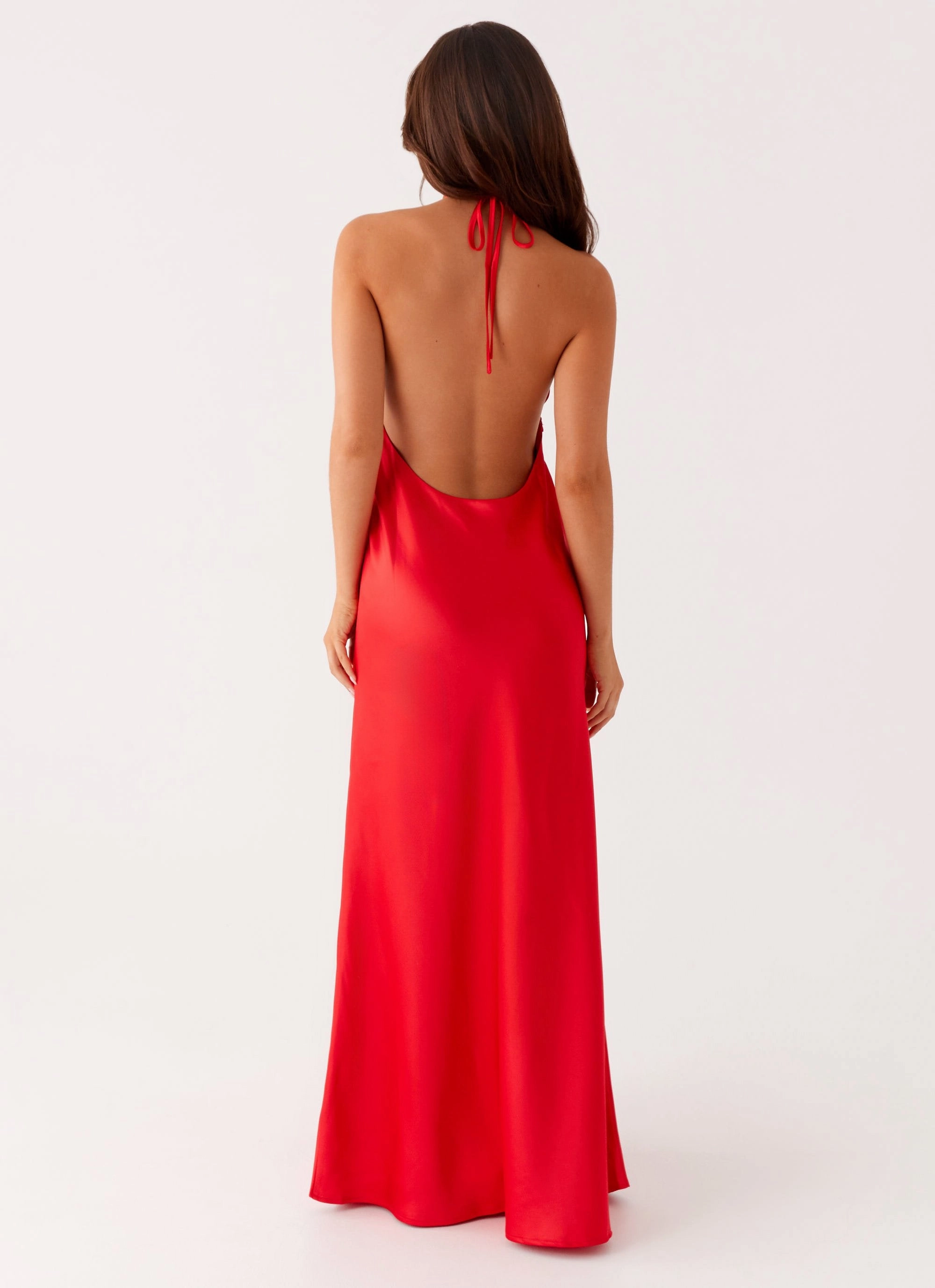 Clean Outline Floral-Pattern Idol Maxi Dress - Red