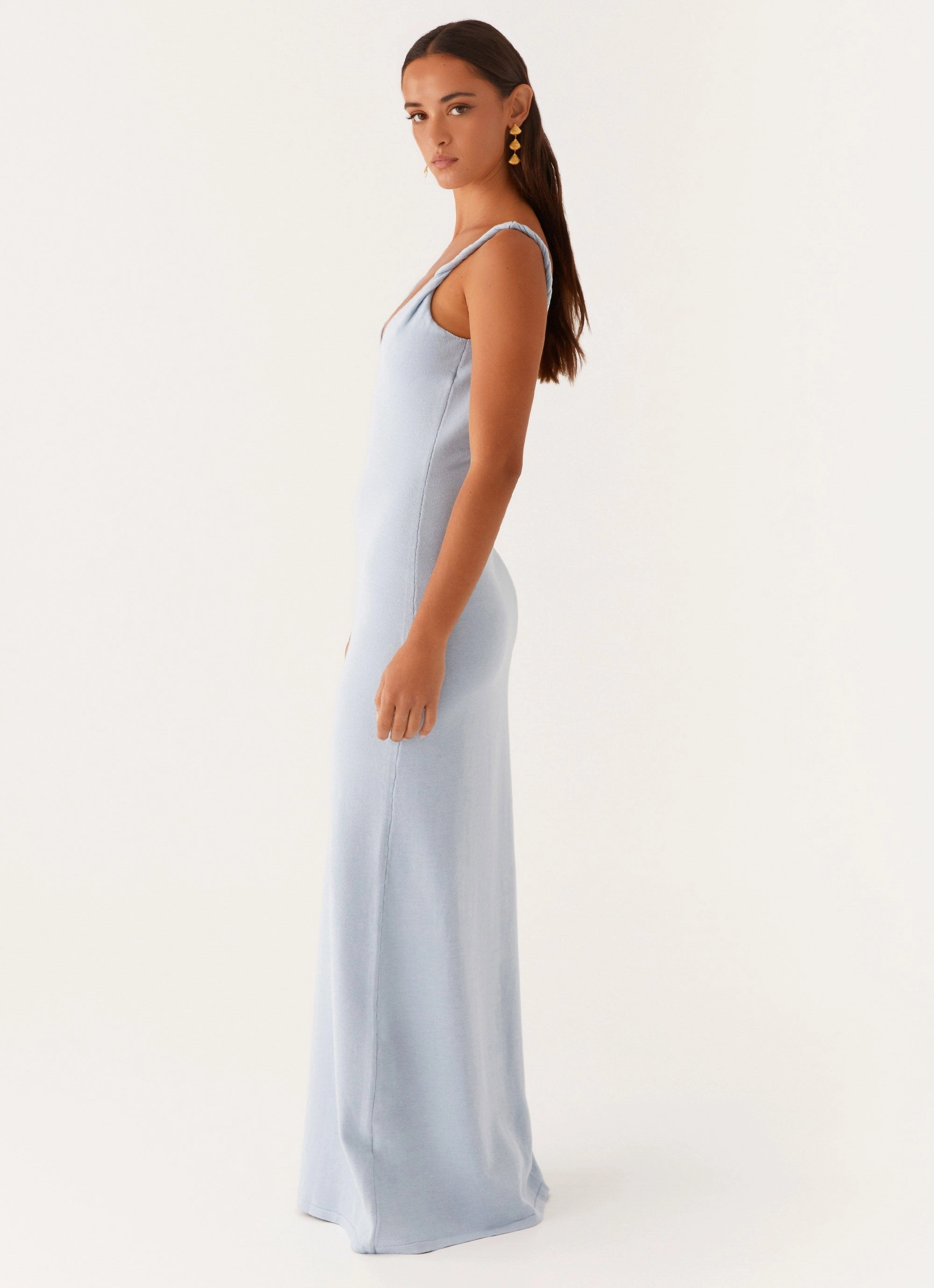 Anastasia Maxi Dress - Blue Lace-Sleeve