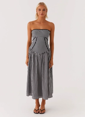 Comfy Yet Stylish Larnie Midi Dress - Black Gingam