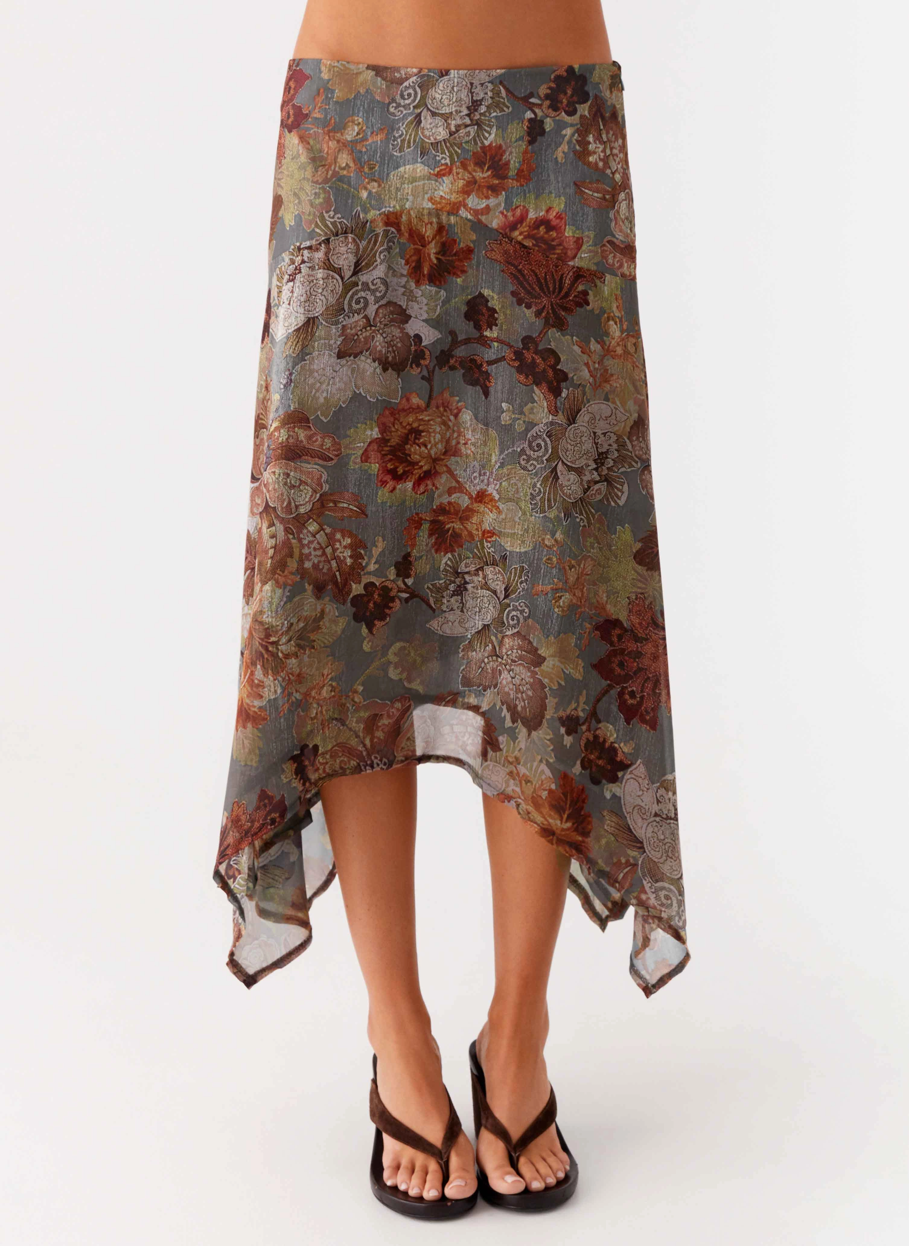 Clean Cut Rosewood Low Rise Midi Skirt - Vintage Blossom