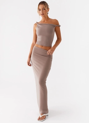 Easy Fit Design Soft Touch Solace Soul Maxi Skirt - Taupe