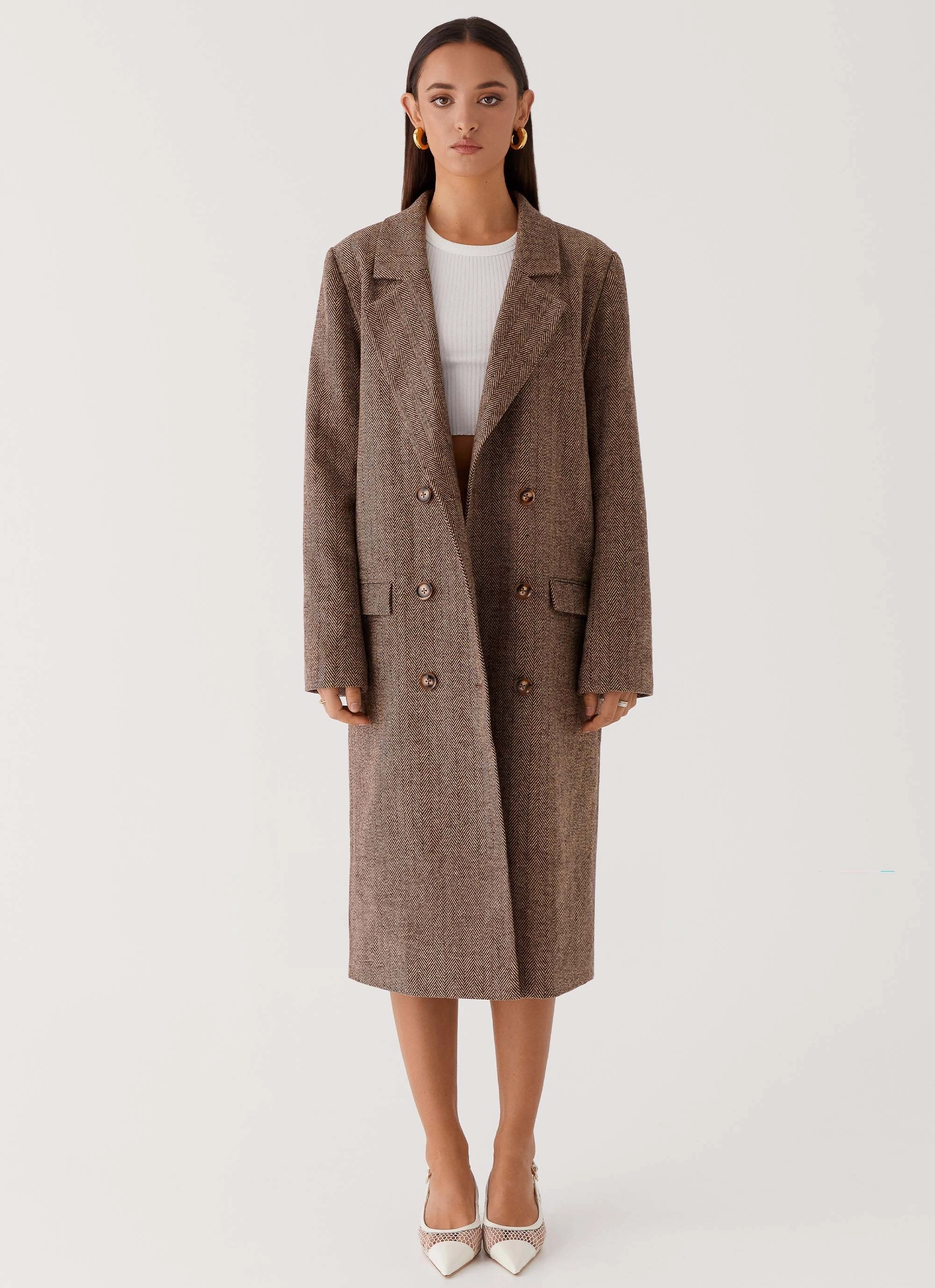 Double Layered Hood Noise Reduced Fabric Since Way Back Longline Coat - Brown
