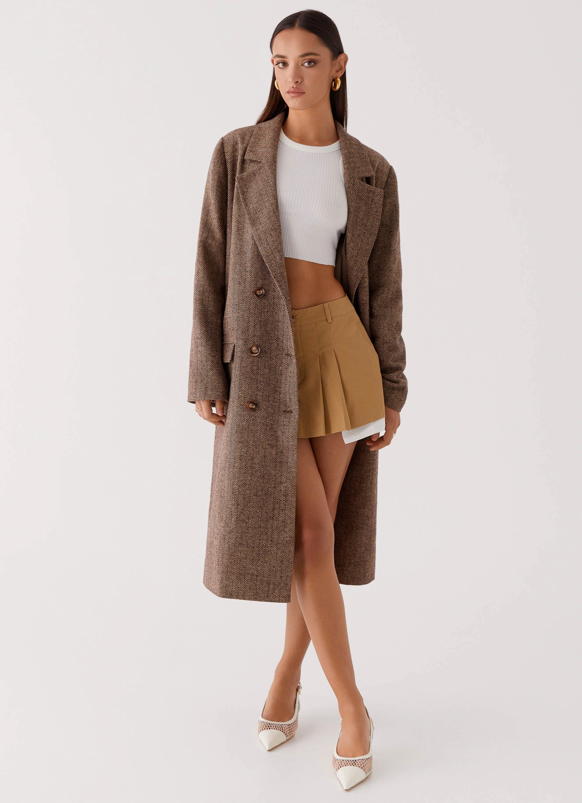 Since Way Back Longline Coat - Brown Non Restrictive Fit
