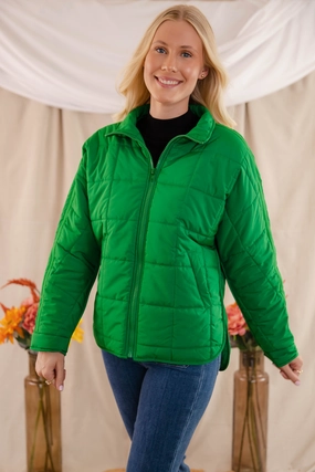 Don't Hesitate Puffer Jacket-Green Casual Wear
