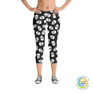 Skulls Black & White Capri Leggings