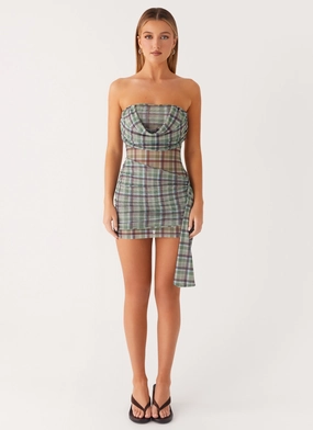 Flowy Cut Seren Mini Dress - Cedar Check