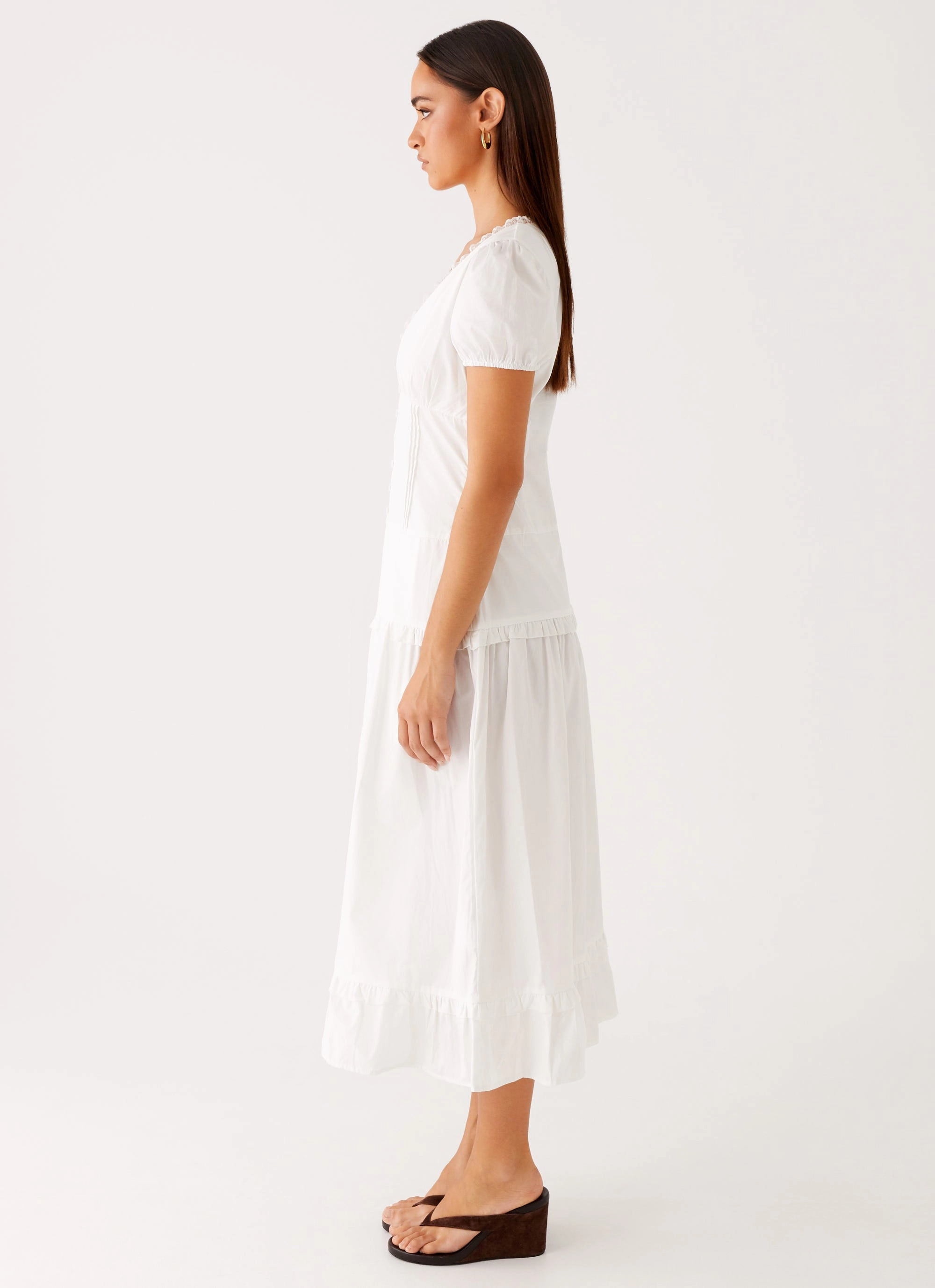 London Midi Dress - White Formal Aura