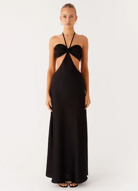 Silk Flow Perfect Fit Look Sweetheart Cut Out Maxi Dress - Black