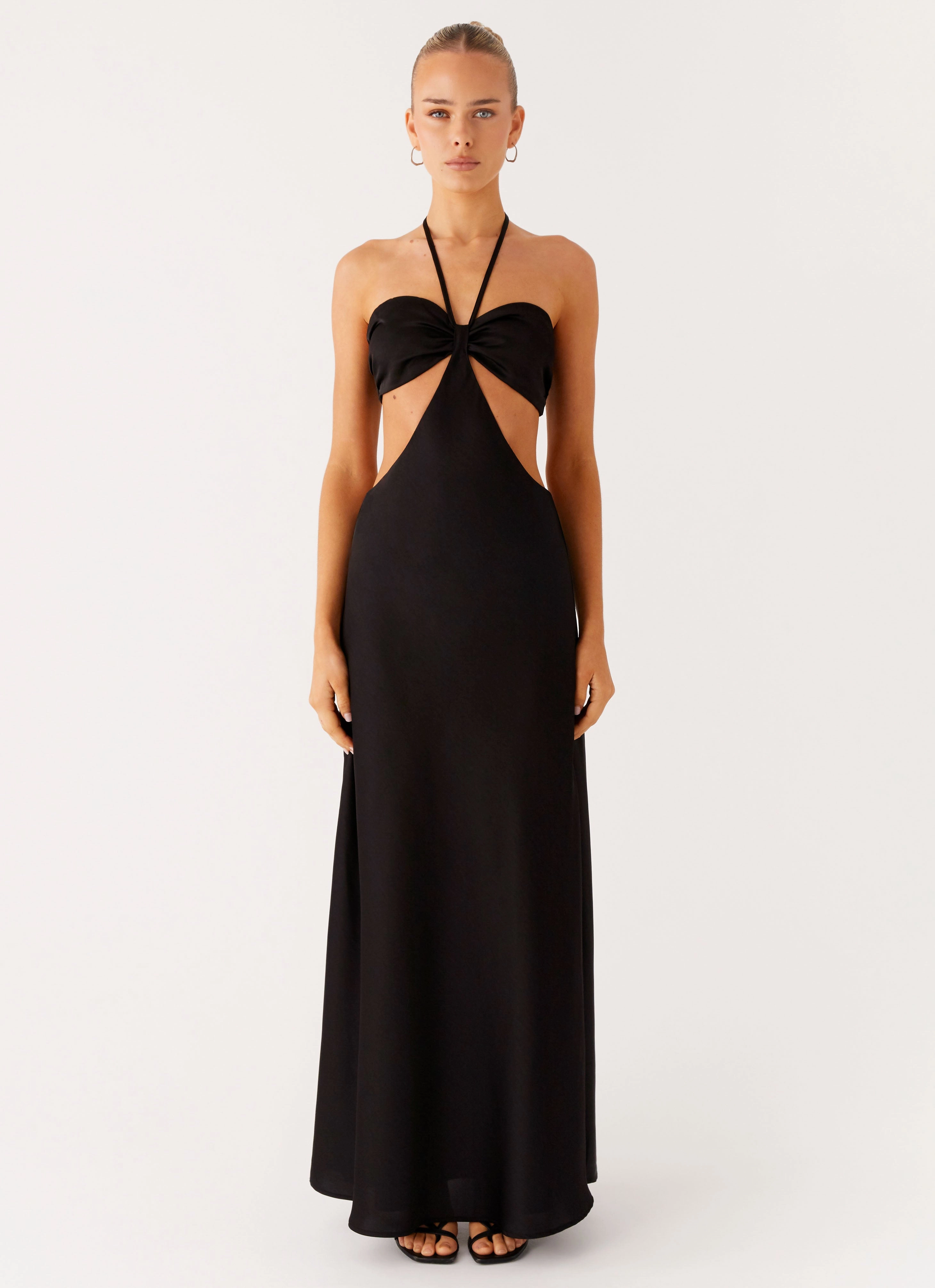 Silk Flow Perfect Fit Look Sweetheart Cut Out Maxi Dress - Black