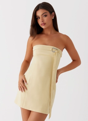 Saskia Mini Dress - Yellow Texture Style TaglessDesign