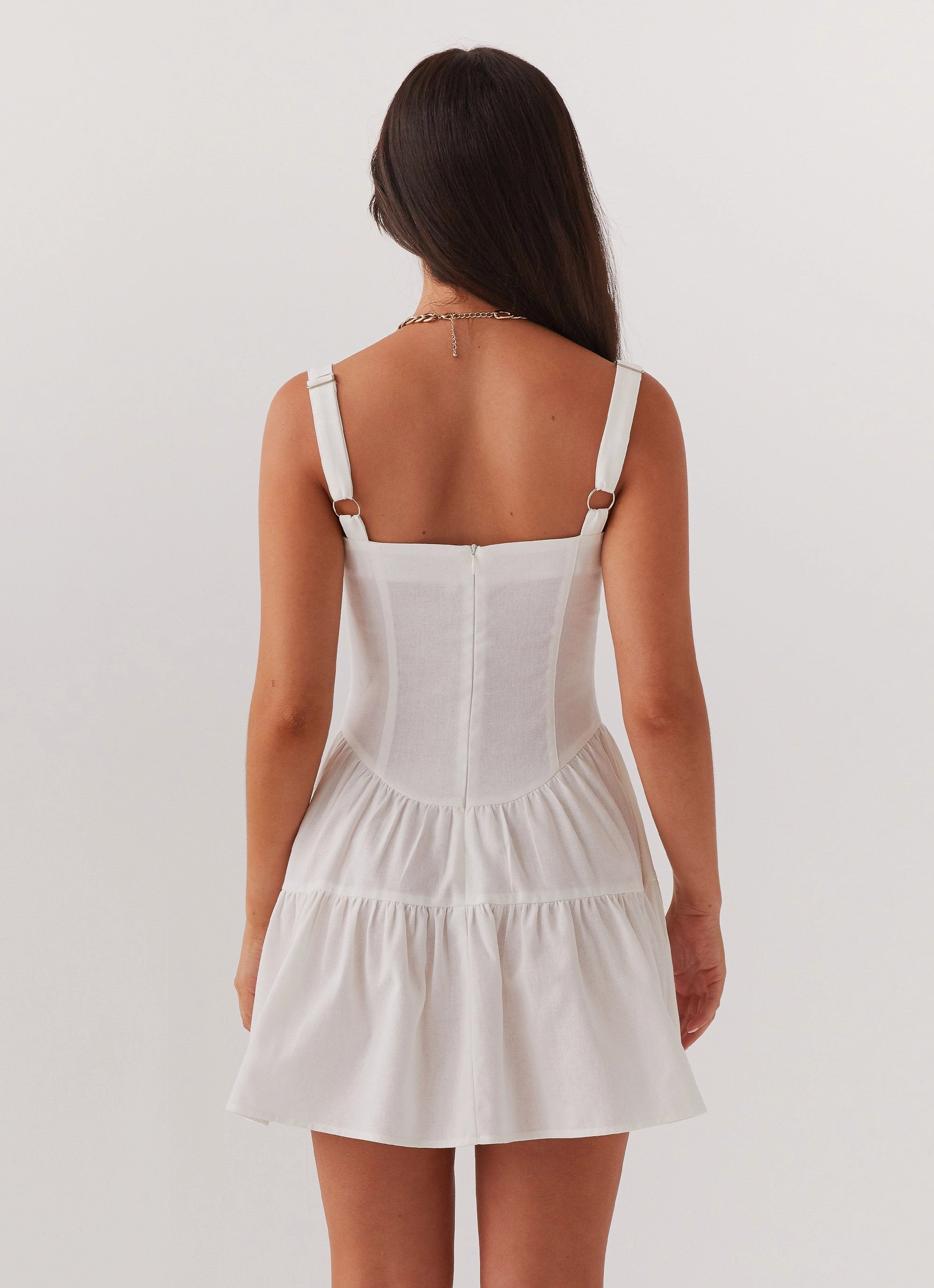 Lucie Linen Mini Dress - Ivory Flowing Lines Flow Friendly