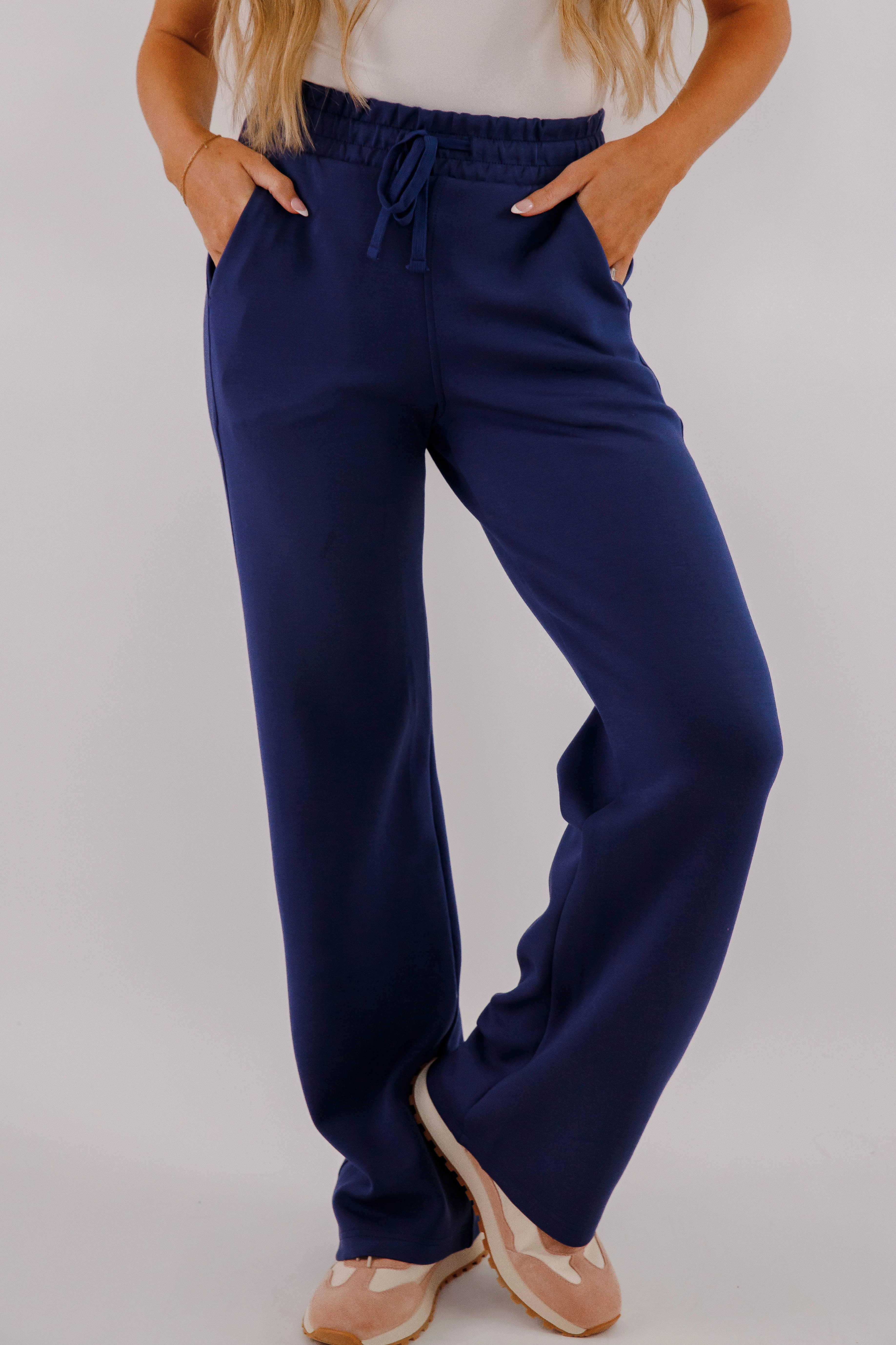 All The Energy Pants-Navy Secure Cuff Design Basic Style