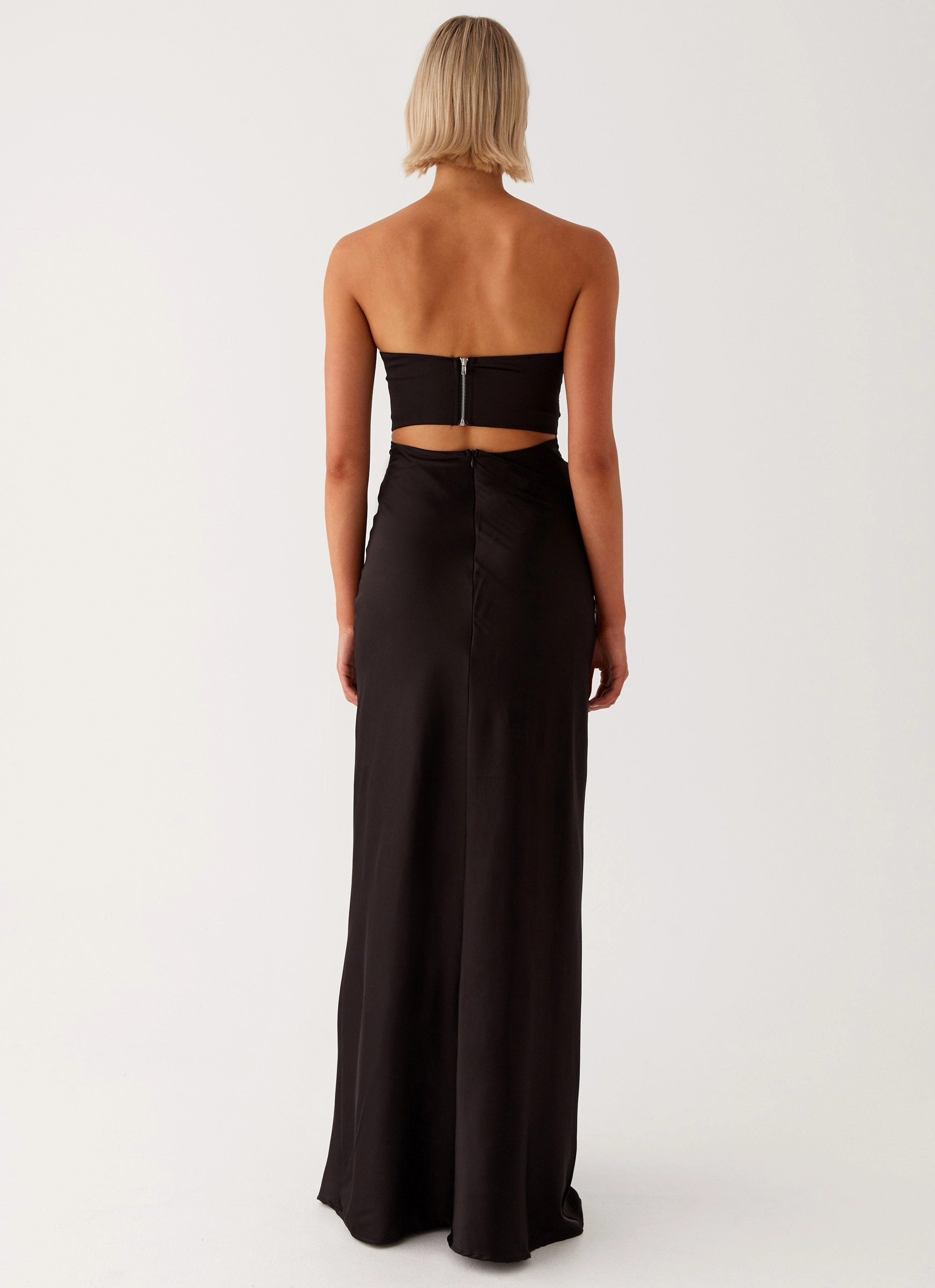 Tianna Strapless Maxi Dress - Black Sleek Layer Dark Tones