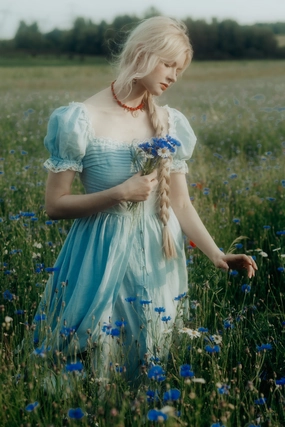 Casual Flex Monet Haze 26 | Fairy layered Linen Dress with pintucks