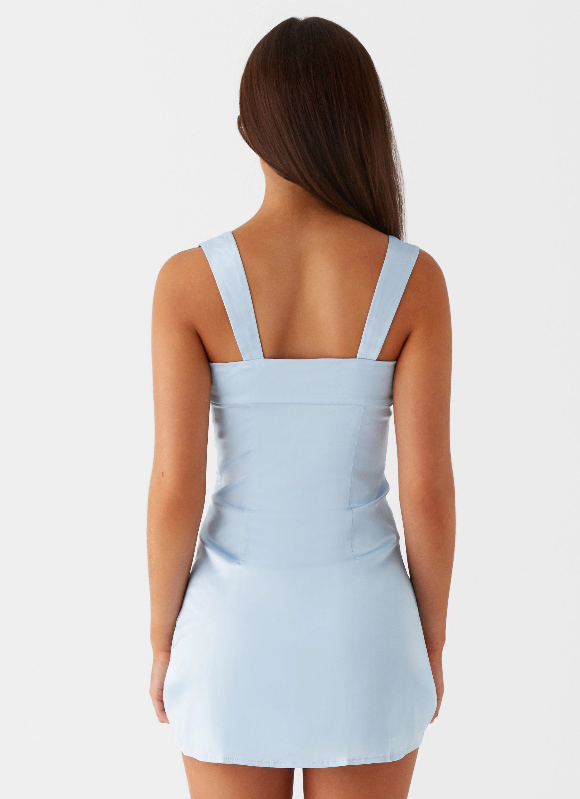 Odette Satin Mini Dress - Blue Smooth silhouette Airy Movement