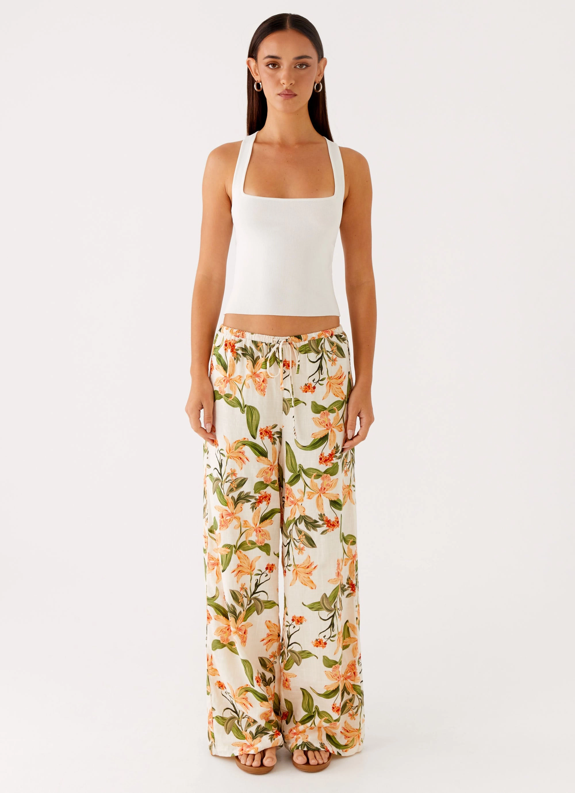 Urban appeal Easy Fit Design Dalida Linen Pants - Floral Print