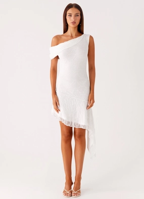 Rylee One Shoulder Midi Dress - White Chill Piece