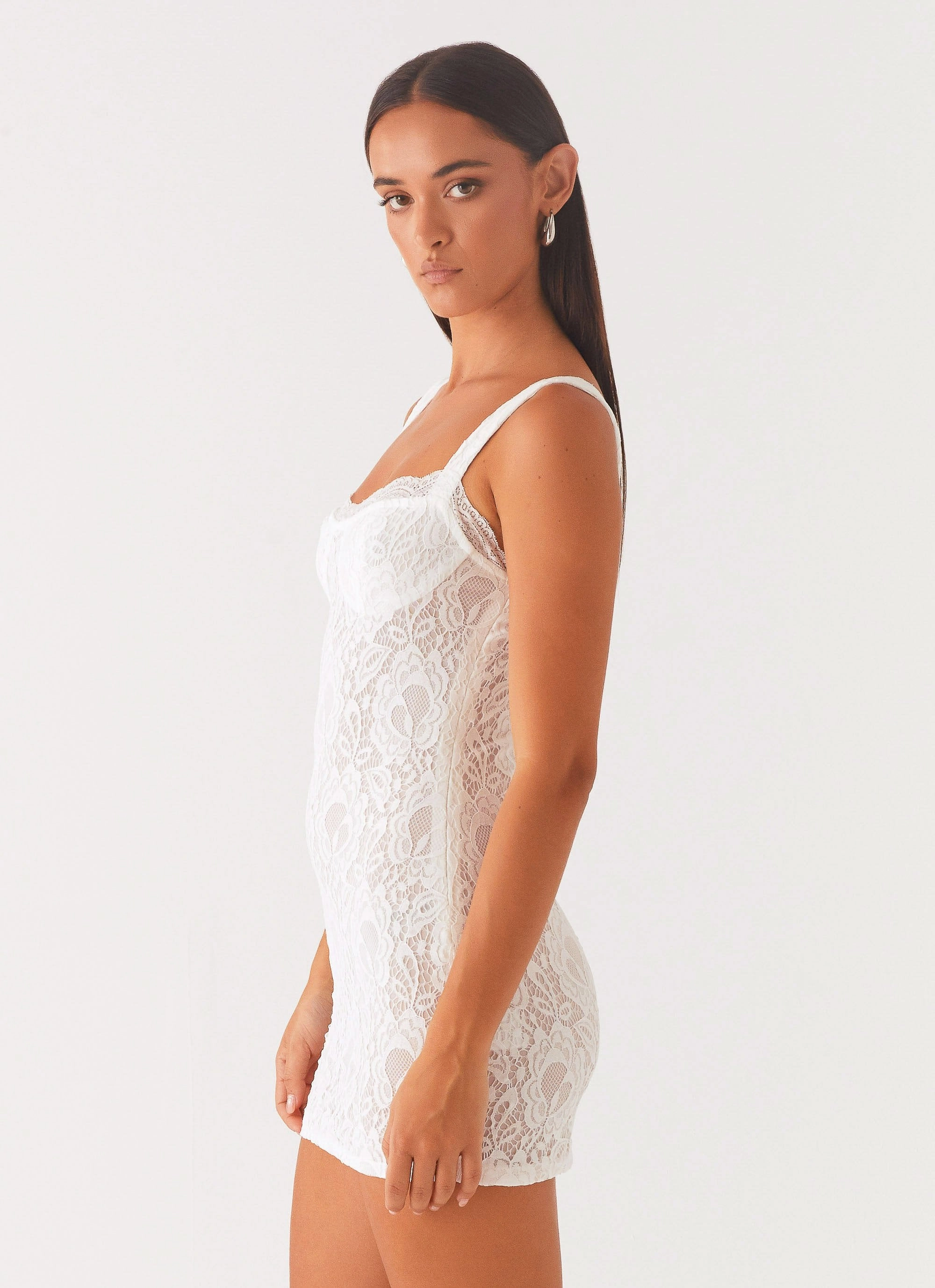 Maree Lace Mini Dress - White Trendy Wearable Layered Design