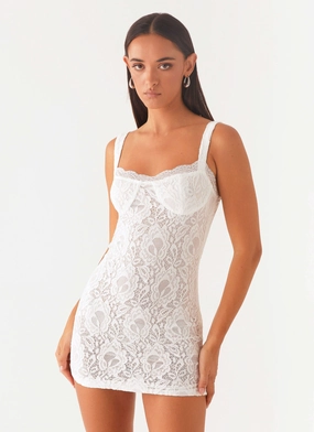 EasyCareMaterial Maree Lace Mini Dress - White