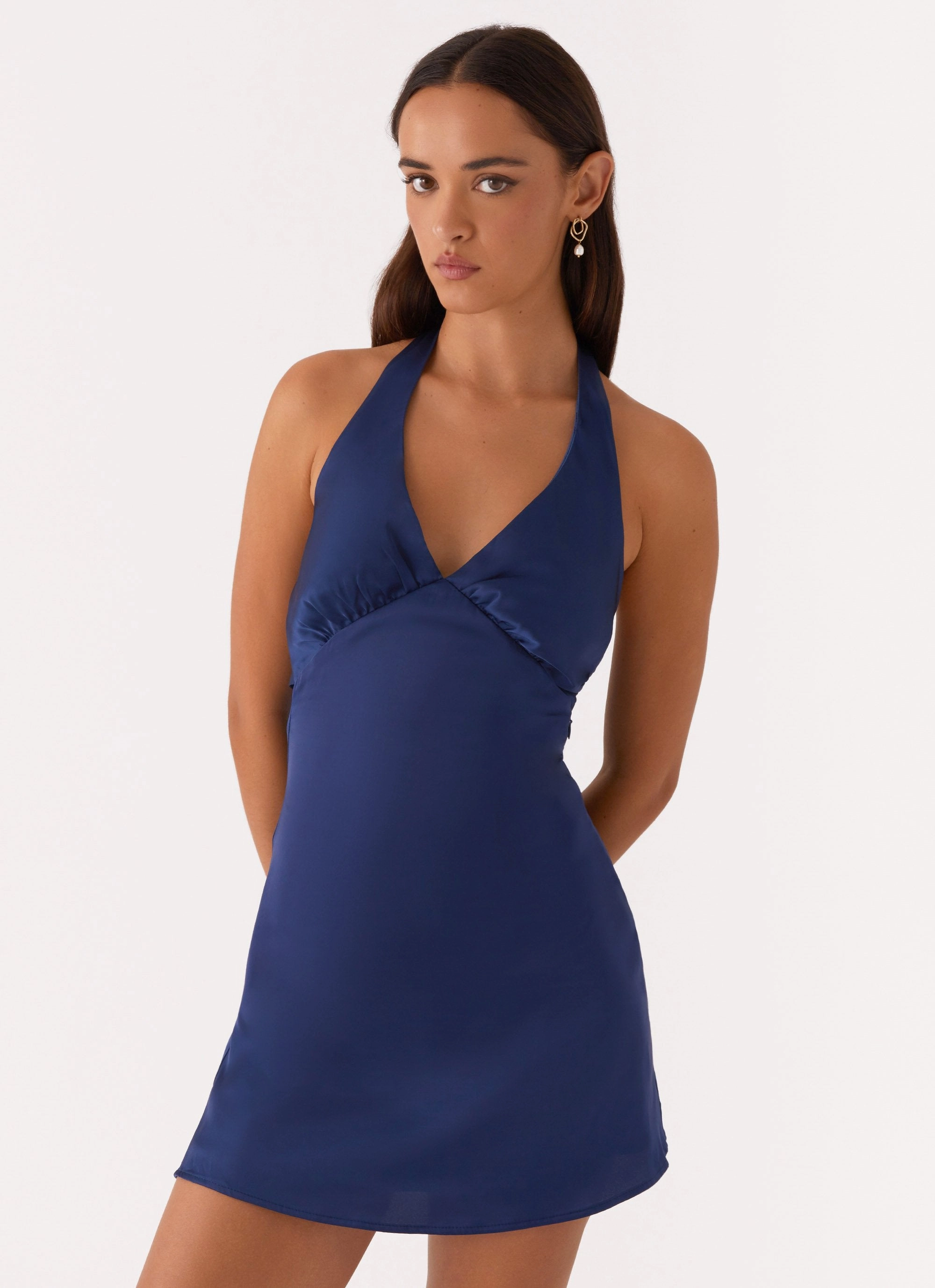 Stylish Layer Heavy Hearted Mini Dress - Navy
