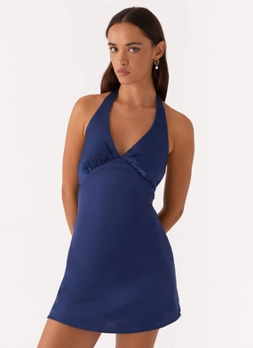 Stylish Layer Heavy Hearted Mini Dress - Navy
