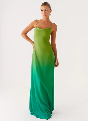 Pure Elegance Sleek Appearance Opposites Attract Maxi Dress - Green Ombre