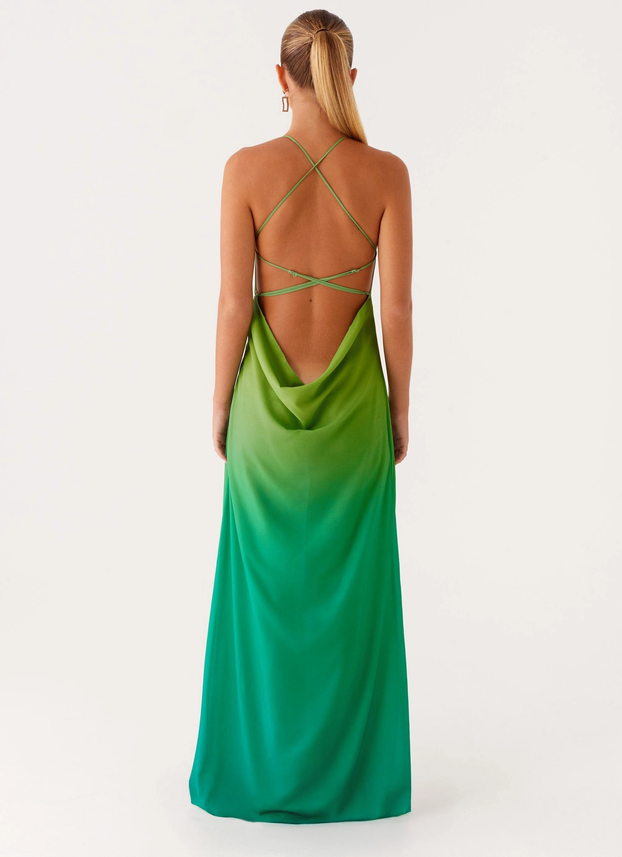 Peplum-Style Smart Pairing Opposites Attract Maxi Dress - Green Ombre