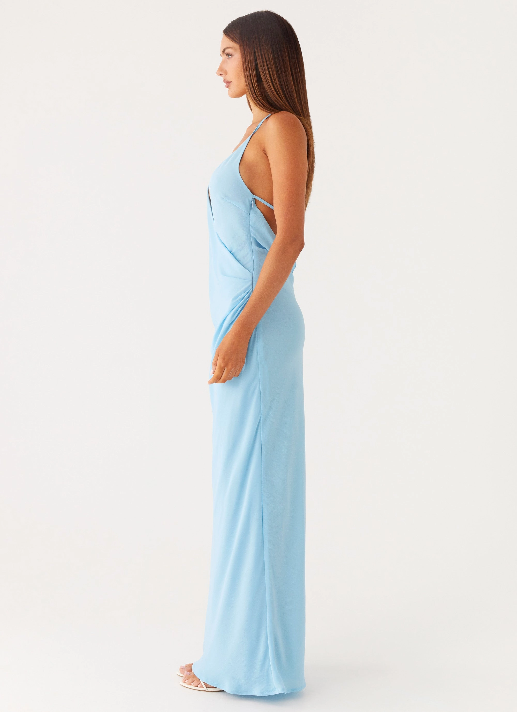 Chic Everyday Wear Just A Kiss Cowl Maxi Dress - Turquoise