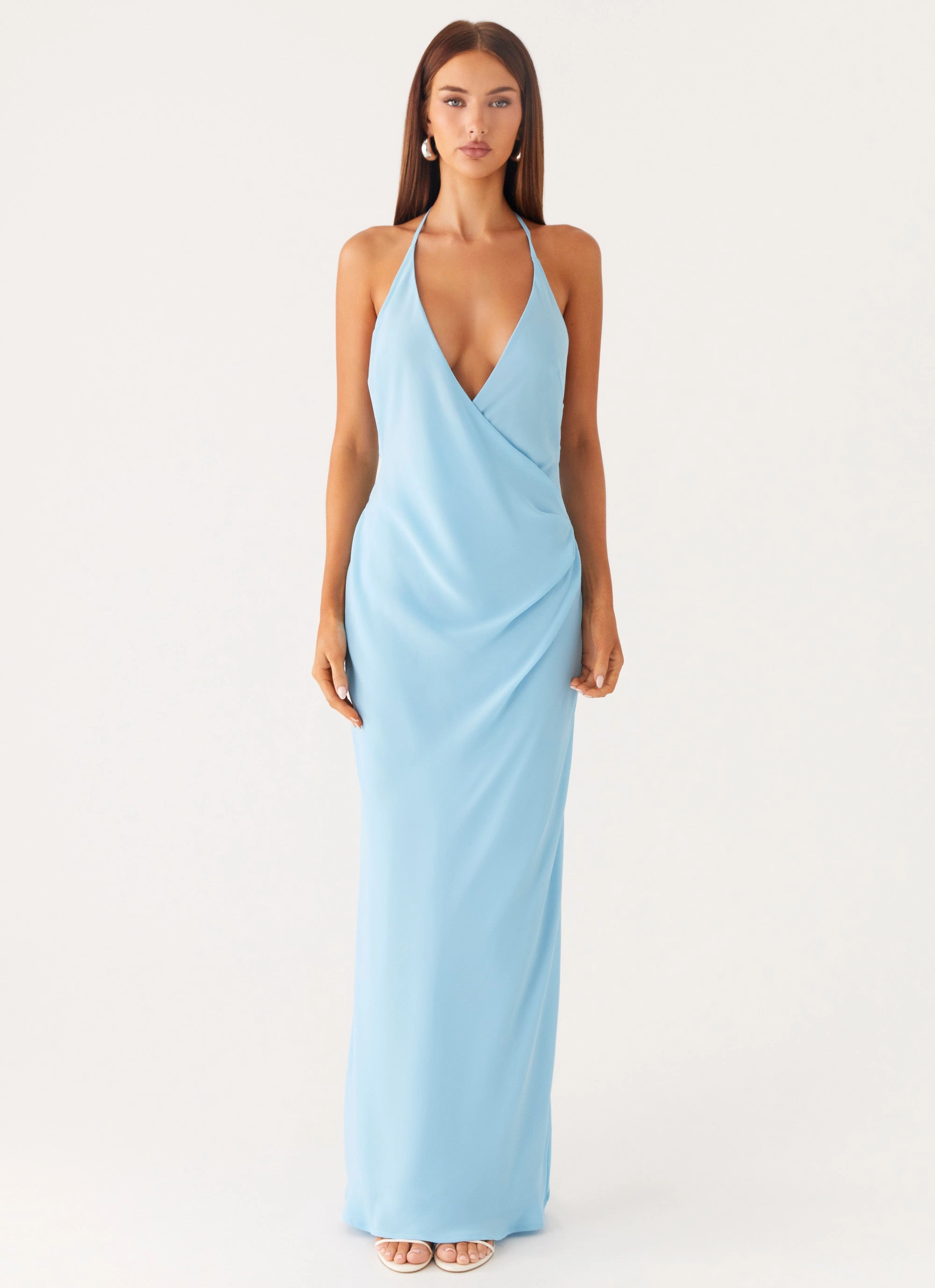 Just A Kiss Cowl Maxi Dress - Turquoise Trendy Design Travel Essential