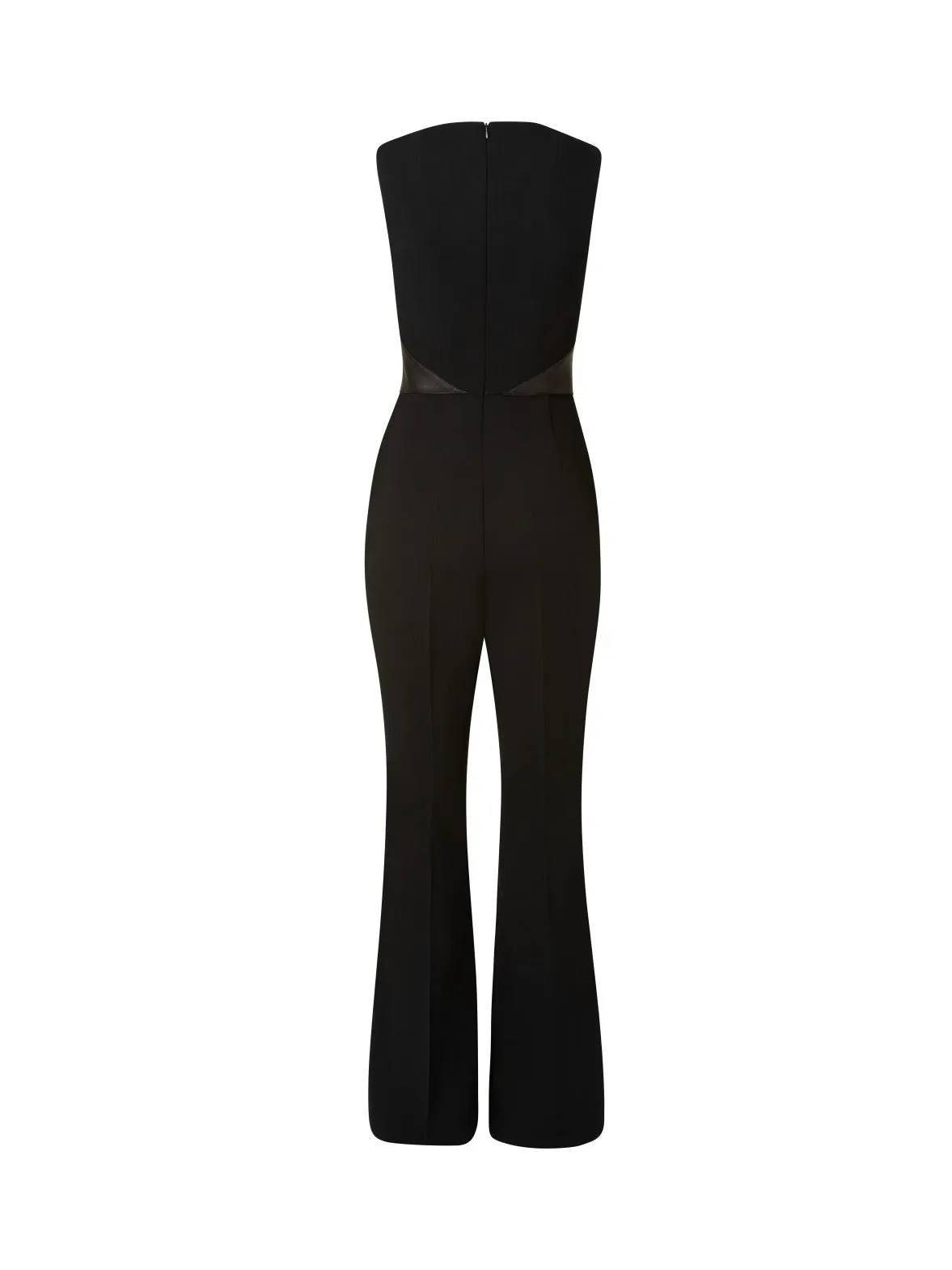 Sleeveless Wool Double-Face Jumpsuit with Apron Bodice Inset