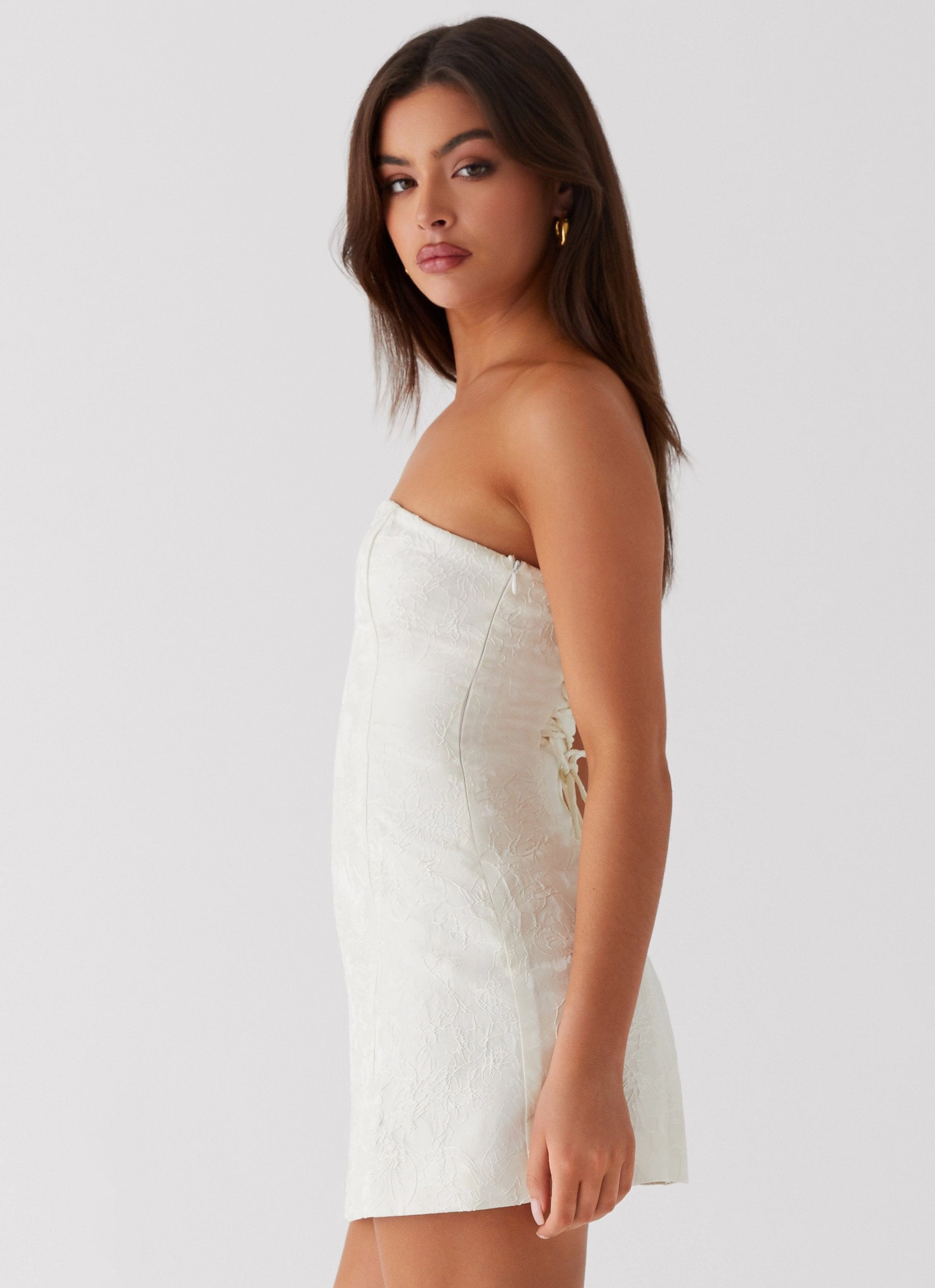 Eternity Strapless Mini Dress - Ivory Flowy Layers Beach Walk