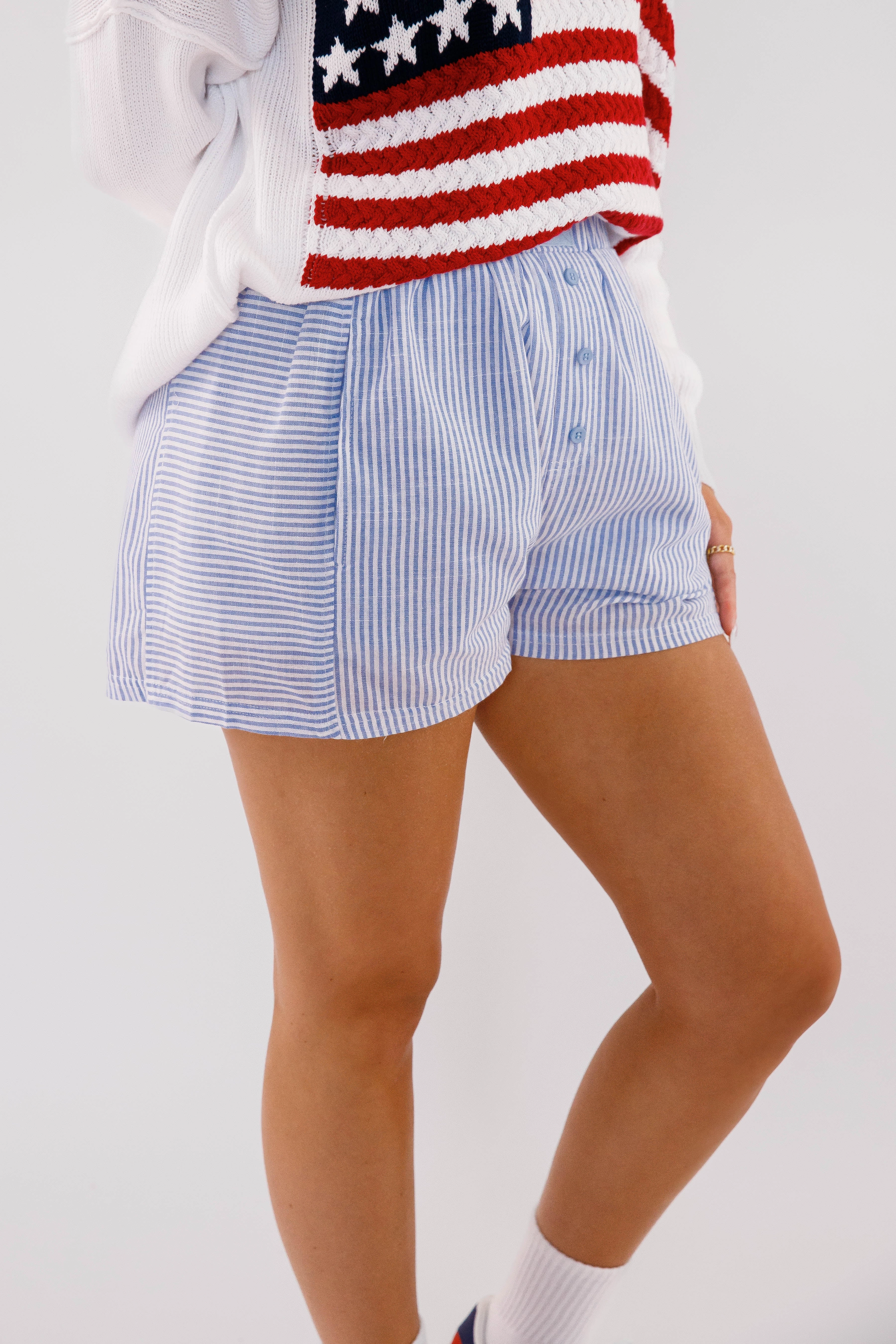 Very Fitting Shorts-Blue Stripe Warm design Fit Freedom