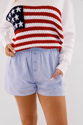 clean look Very Fitting Shorts-Blue Stripe