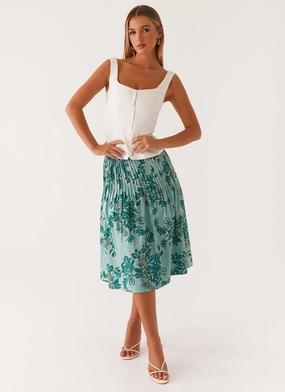 Dreamscape Midi Skirt - Cloud Nine Floral Quick Fit