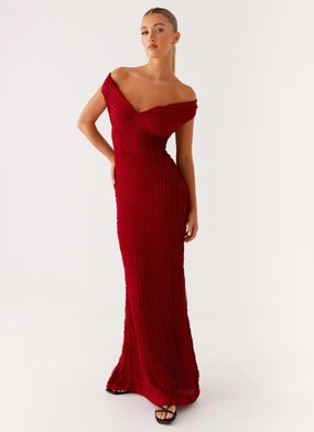 Lounge Base Flattering Layer Chantelle Maxi Dress - Red