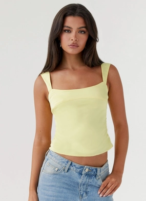 Lylah Satin Top - Yellow Hygroscopic Inner Layer QuickDryTechnology