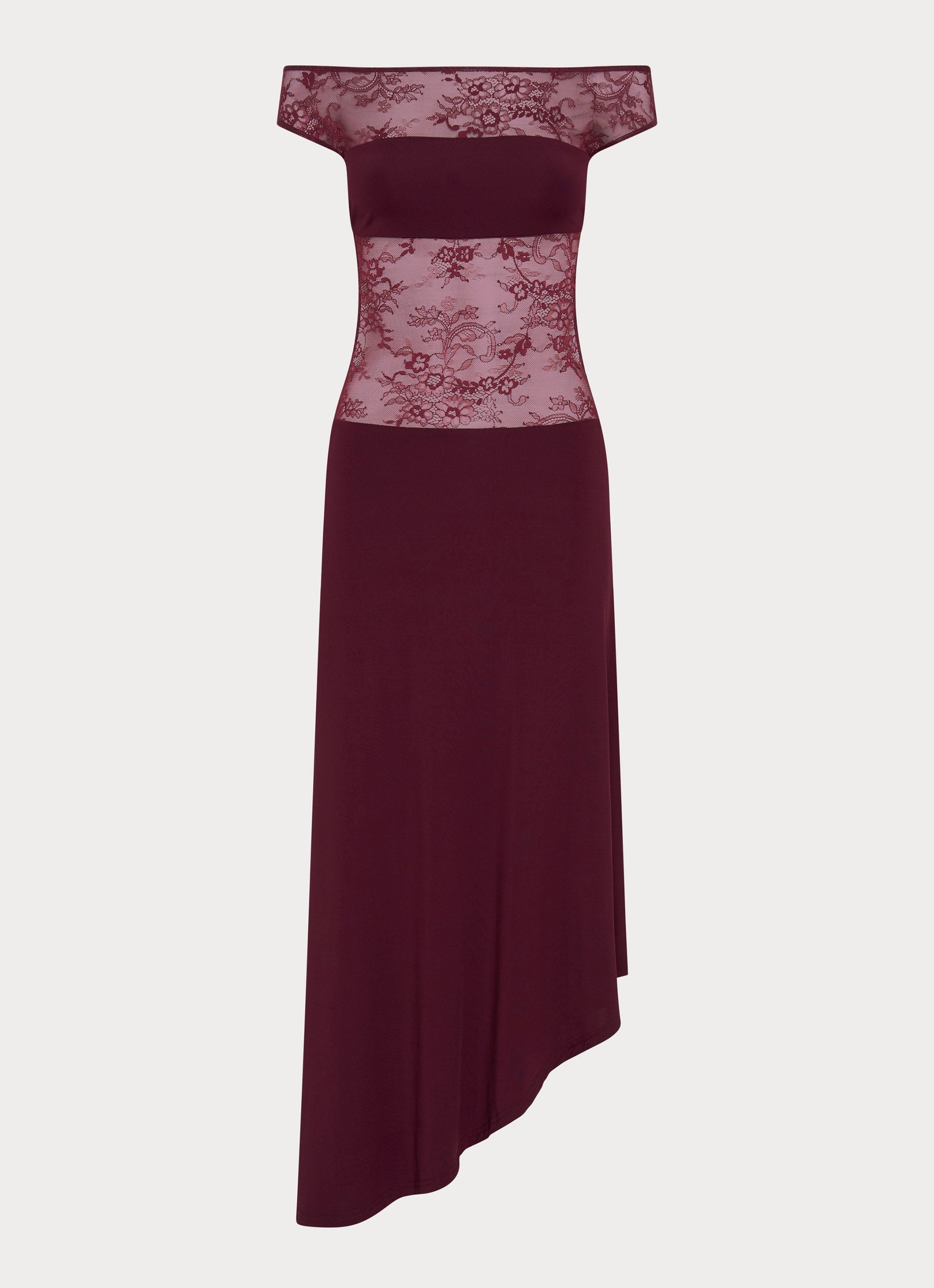 Francoise Lace Midi Dress - Burgundy NoiseFreeFabric Flattering Fit Wear