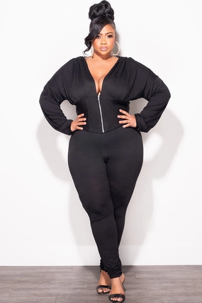 Casual Active Wear Final Sale Plus Size 2pc Jogger Set in Black