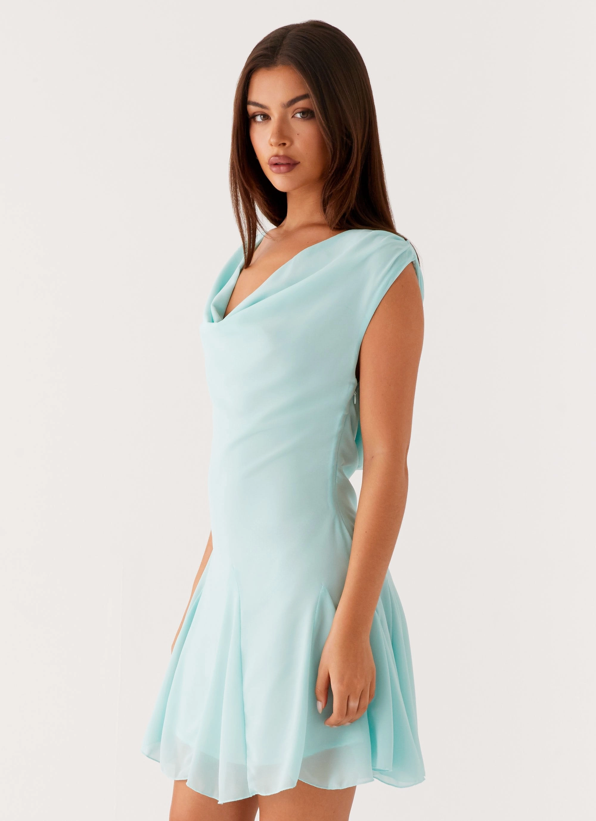 Shayla Mini Dress - Turquoise Relaxed Style Wear Edgy-Look