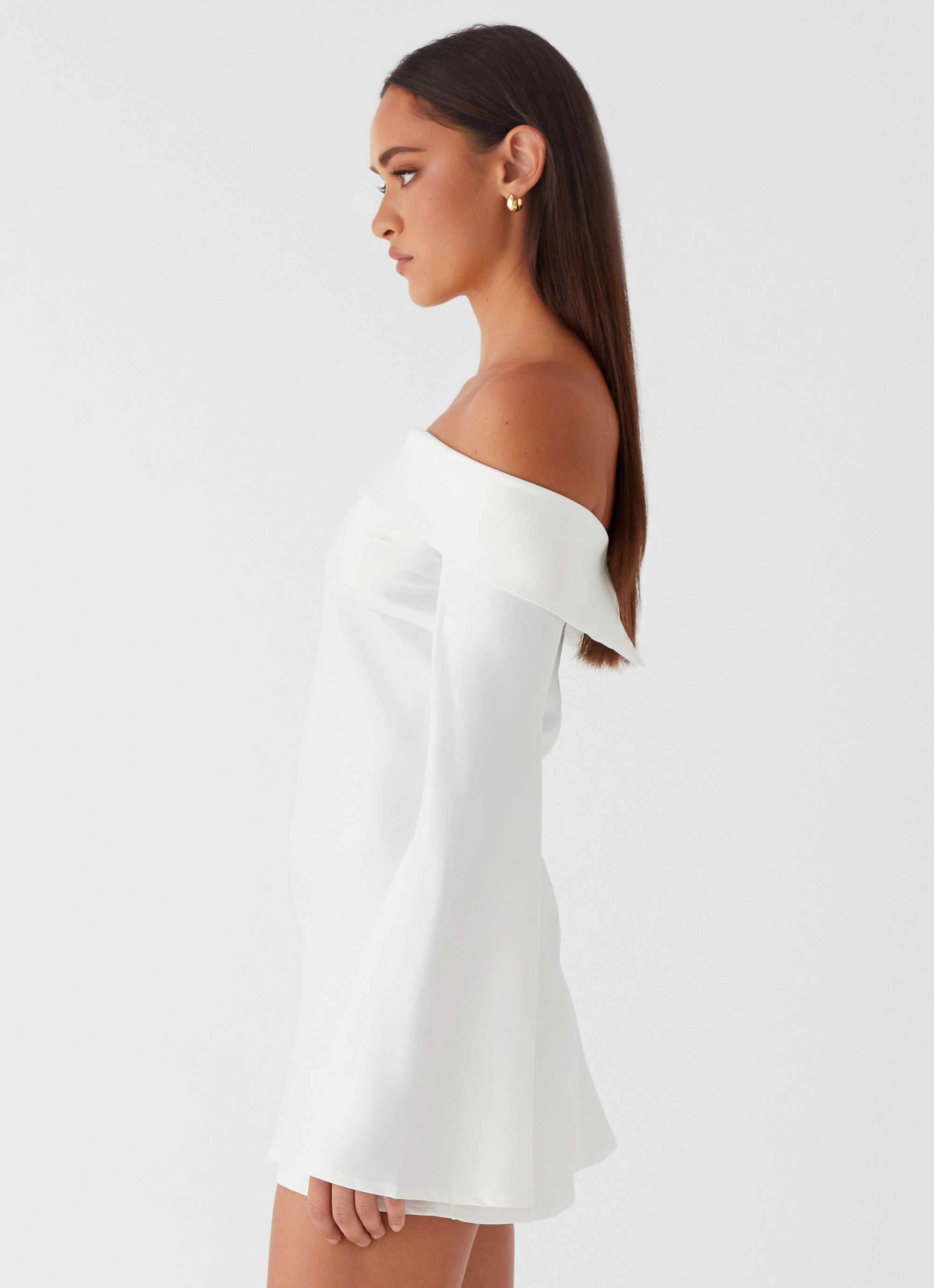 Lumina Long Sleeve Mini Dress - White Layering Comfort