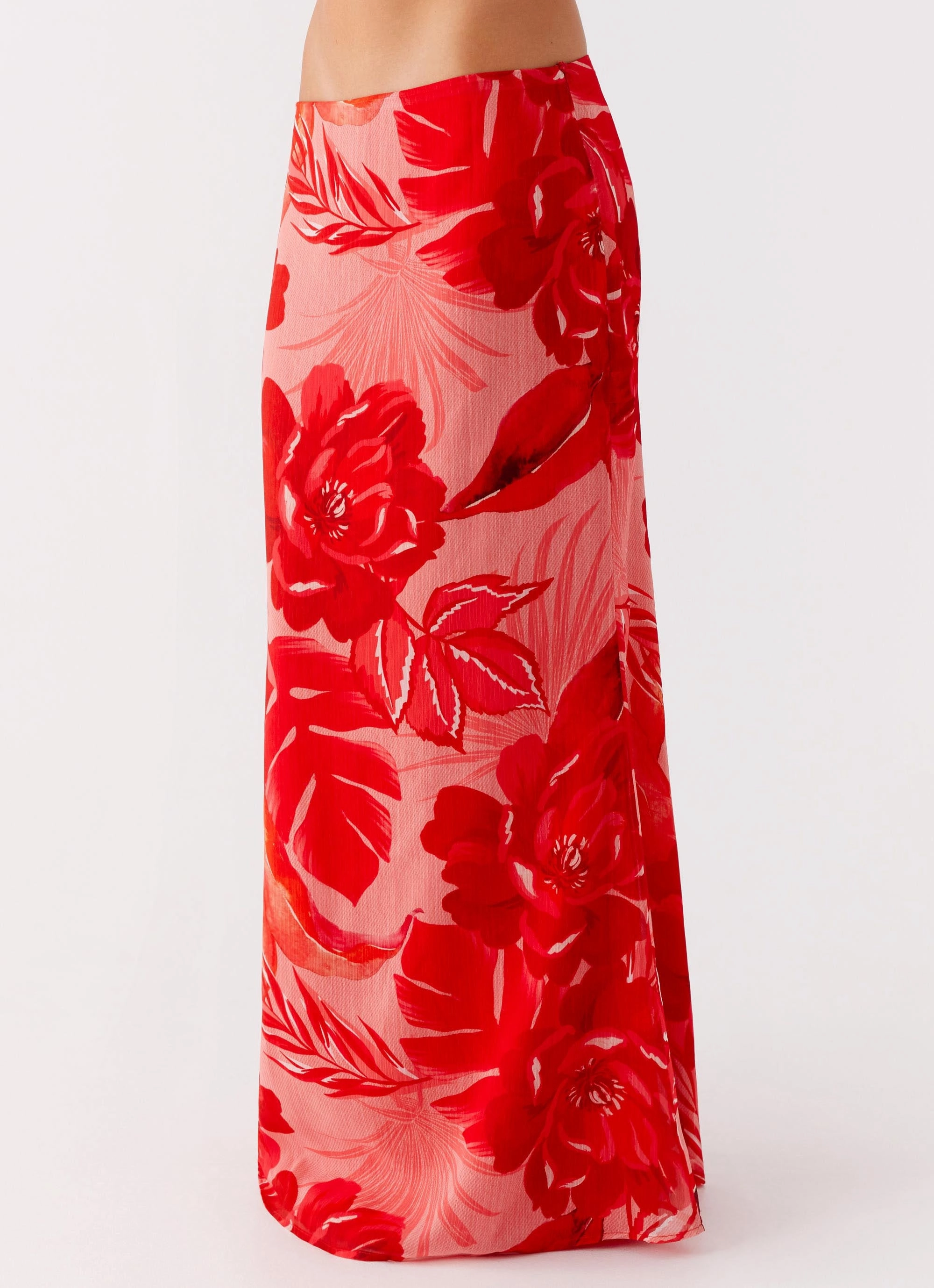 Abrasion Resistant Surface Soulful Low Rise Maxi Skirt - Sicily Sunsets Print