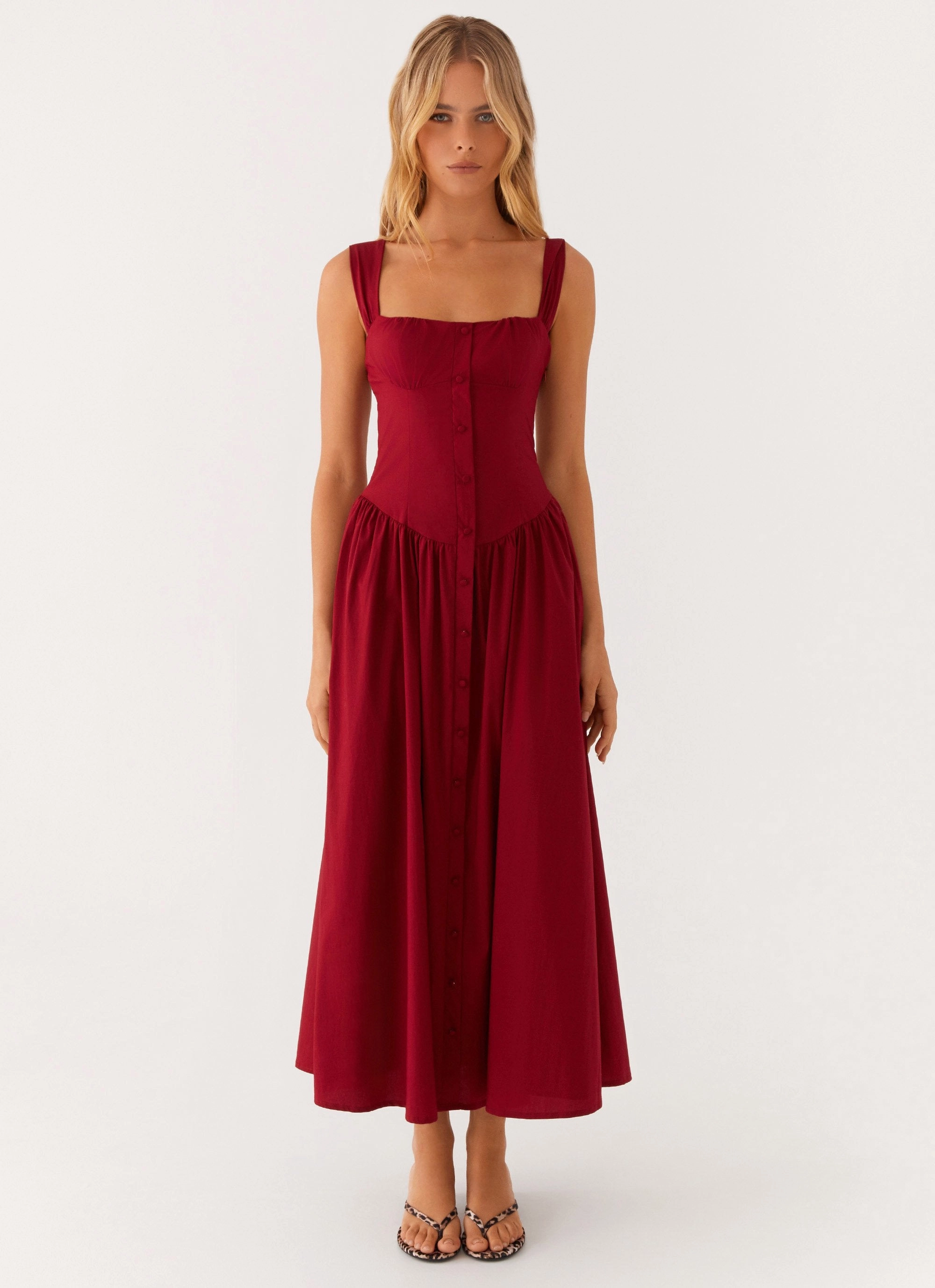 Emmalina Midi Dress - Deep Red Maternity-Fit