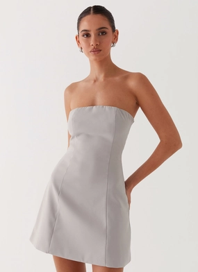 Ayanna Strapless Mini Dress - Grey Wrap Charm